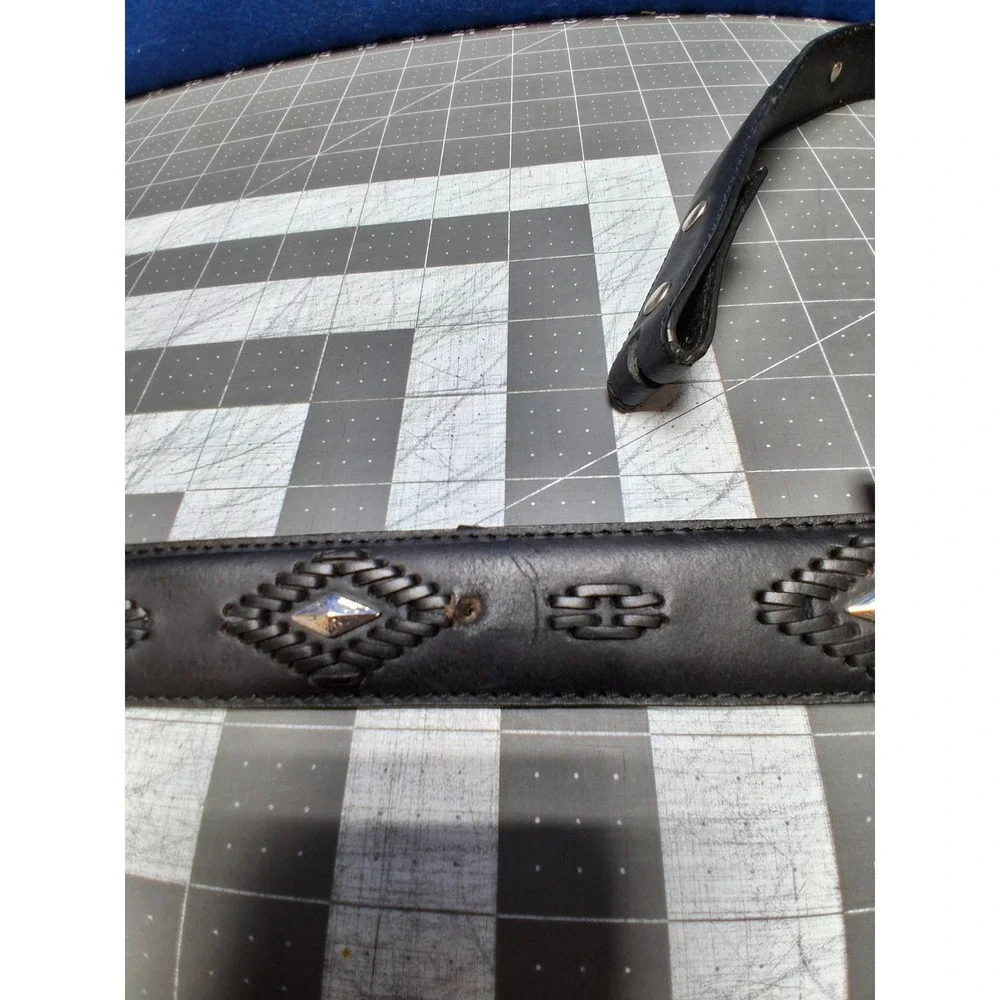 Nocona Belt Co Western Belt Black Leather Studded Braided Size 38 N2466401
